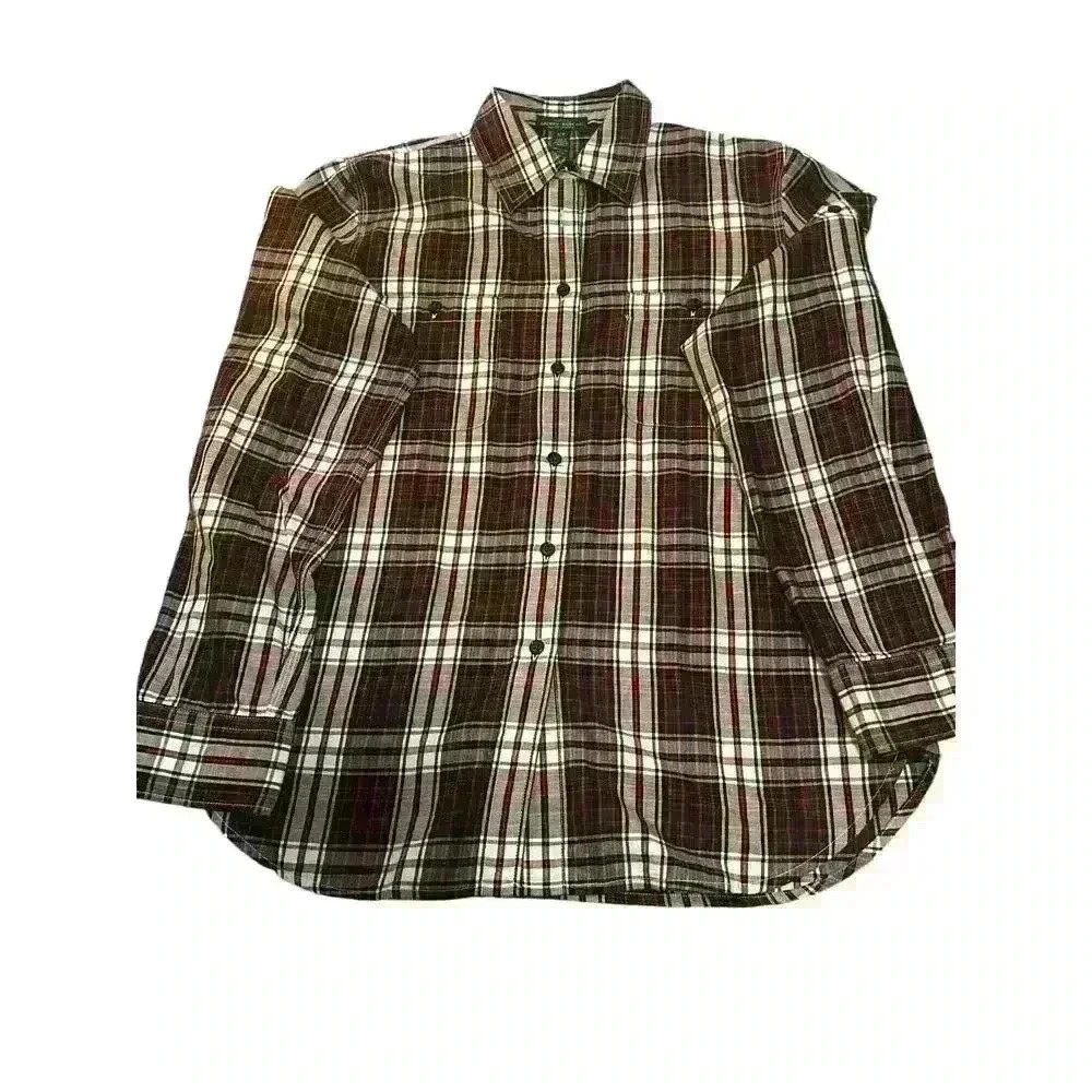 Lauren Ralph Women’sFlannel Shirt Red Green Tartan Plaid size:S Petite.